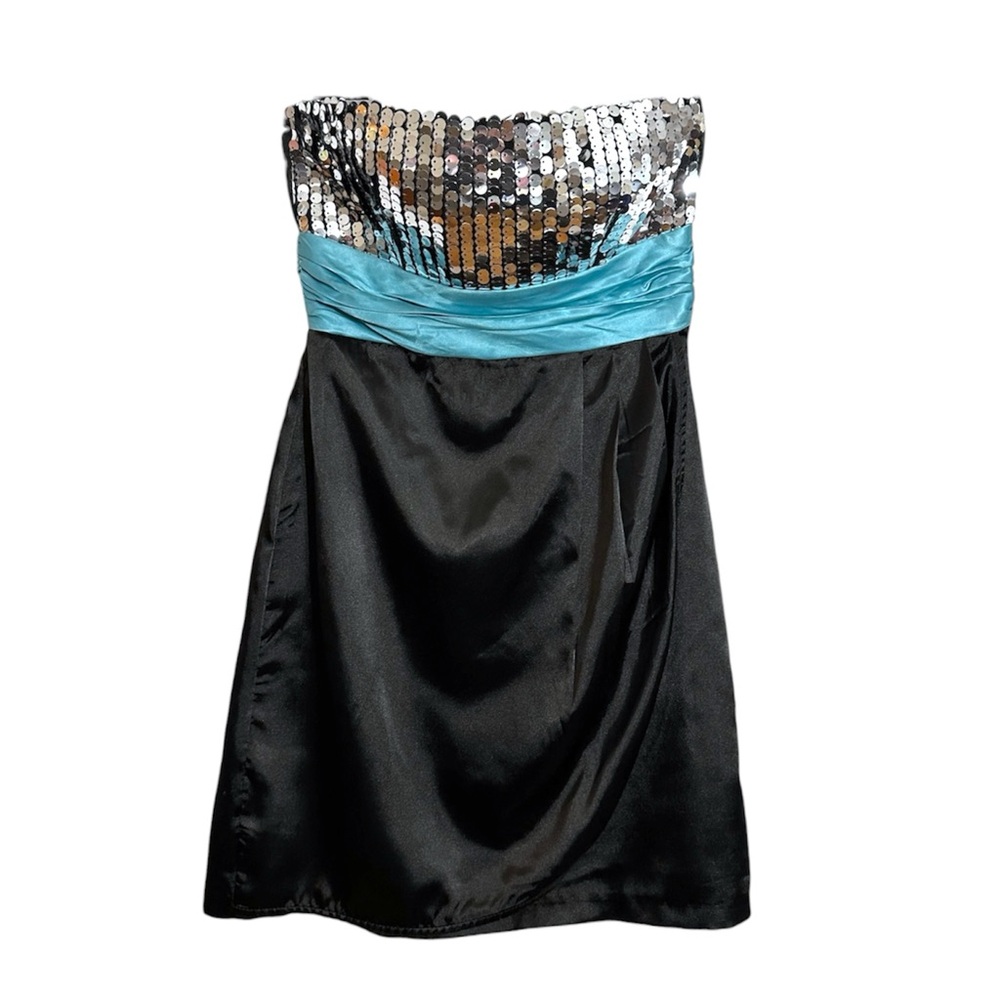 Speechless Strapless Sequin Party Dress Black Silver Waist Size 5 Juniors Y2K